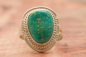 Genuine Emerald Valley Turquoise Sterling Silver Navajo Ring